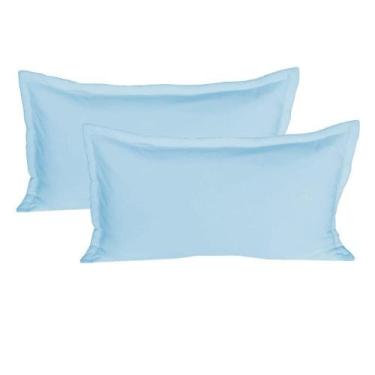 Imagem de Kit 02 Porta Travesseiros King 50x90 Cm em Malha 100% Algodão Azul Arr