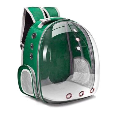 Imagem de Mochila Verde Pet Com Visão Panorâmica Com Cinto De Segurança
