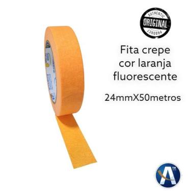 Imagem de Fita Crepe 24mmx50m Cor Laranja Fluorescente - Nastro