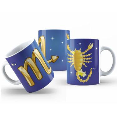 Imagem de Caneca de Cerâmica com Design Astrológico Dourado 325ml - Mecolour
