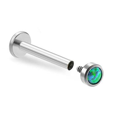 Imagem de ZYTAIJEW 1 peça/2 peças 16G 6 mm/8 mm/10 mm G23 titânio roscado internamente 4 mm azul/verde/rosa/branco/roxo opala sintética labret monroe lábio tragus cartilagem brinco piercing piercing de nariz