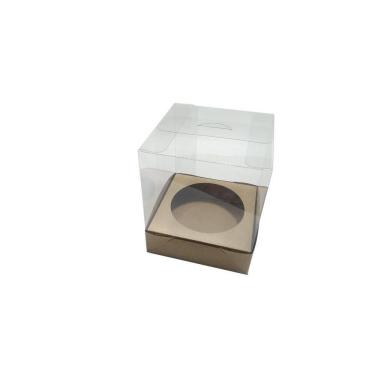 Imagem de Caixa Para Panetone 10X10X12Cm Kraft Kit 30Und