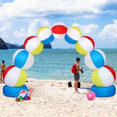 Imagem de RattanView Arco inflável, 2,4 m, verão, praia, bola, festa, arco, arco-íris, decoração de festa na praia, lembrancinhas infláveis de festa na piscina para decoração de festa de jardim