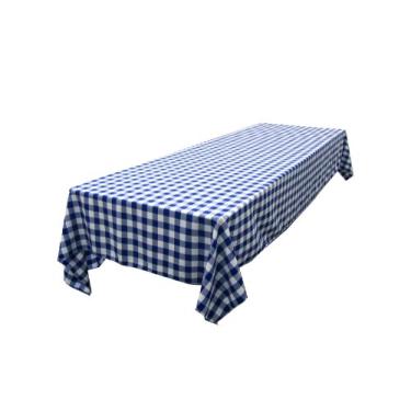 Imagem de LA Linen TCcheck60 x 120-RoyalK50 Toalha de mesa retangular xadrez de poliéster, branca e azul real - 152 x 304 cm.