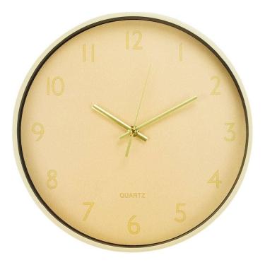 Imagem de Relógio De Parede Redondo Amarelo Claro Pastel 24.5cm