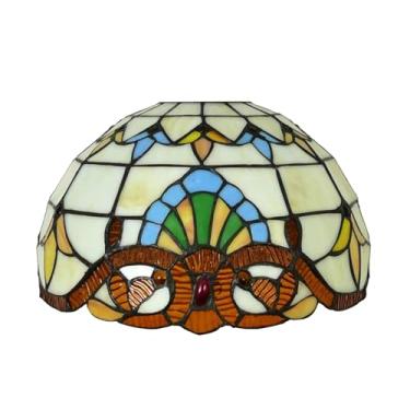 Imagem de errzom Abajur Tiffany De Substituição 12X7 Polegadas, Abajur De Vidro Manchado Barroco, Apenas 1-5/8 Polegadas, Abertura De Encaixe Para Abajur De Chão Arqueado, Abajur Torchiere, Luz Pendente, Bege