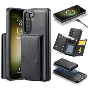 Imagem de Asuwish Capa de celular para Samsung Galaxy S23 Plus S23+ 5G carteira magnética destacável com carregamento sem fio e bloqueio de RFID S23plus 23S + S 23 23+ SM-S916U 16.8 cm masculina preta