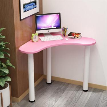 Imagem de Tocador de triangle, estação de trabalho com compactos compactos multifuncionais, mesa de computador de canto para quarto de casa, mesa de escritório resistente à mesa, rosa