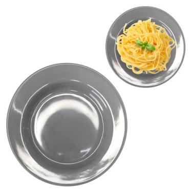 Imagem de Prato Raso Melamina Cinza 25cm p/ Buffet Restaurantes - Fx