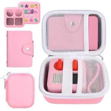 Imagem de Kit de suporte de cartão de 3 peças para Yoto Cards, capa rígida de viagem compatível com Yoto Mini Player, mini jaqueta para Yoto, fichário de cartão comporta até Yoto 24 cartões (rosa)