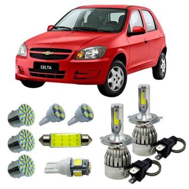 Imagem de Kit Lâmpadas Super Led Farol Alto Baixo H4 Gm Celta Kit Leds Placa Tet