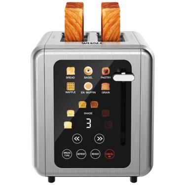Imagem de Torradeira em Aço Inoxidável 2 Fatias com Tela Digital, Temporizador e 6 Opções de Tostagem, 110V 850W, WHALL, Prata