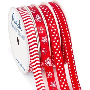 Imagem de Ribbon Ribbli de Natal vermelho/branco 3/8 polegadas 35 jardas