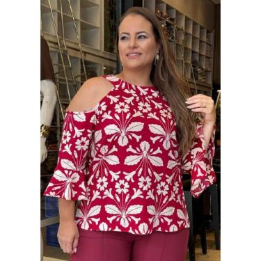 Imagem de Blusa Plus Size Estampada Ombro Vazado