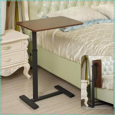 Imagem de Mesa de cama, mesa de cama portátil com rodas pneumática para cama de hospital com altura ajustável, mesa de laptop com rodinhas para escritório, casa, medicina e escola