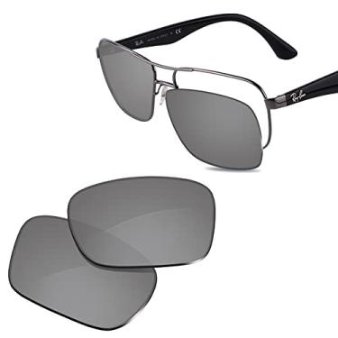 Imagem de Glintbay Lentes de óculos de sol de substituição 100% precisas para Ray-Ban RB3516 59 mm - Espelhado prateado metálico polarizado, Espelhado prateado metálico polarizado, Small