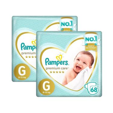 Imagem de Kit fralda pampers premium care G - 136 unidades