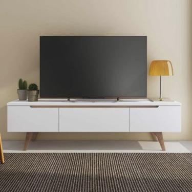 Imagem de Rack para TV até 55 Polegadas 2 Portas 1 Gaveta Retrô Reims Madesa Branco