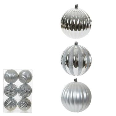 Imagem de Kit 6 bola decorada natal (prata) 10cm