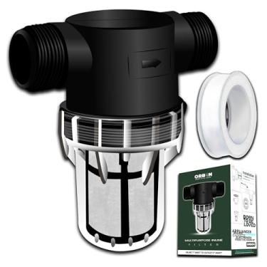 Imagem de ORBON Filtro de água em linha – 2.5 cm MNPT para MNPT, filtro de sedimentos de malha fina para toda a casa, embaixo da pia, chuveiro, máquina de lavar, mangueira de jardim, água de poço, torneira