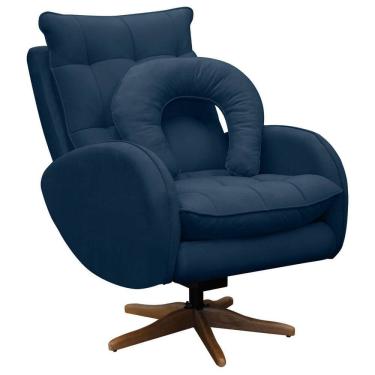 Imagem de Poltrona de Amamentação Base Giratória e Balanço em Madeira Angra Veludo - SOFA STORE