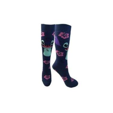 Imagem de Meias Divertidas Stich Cano Longo Adulto e infantil Algodão Conforto e