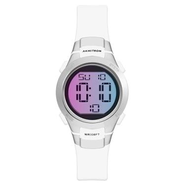 Imagem de Armitron Relógio esportivo feminino com cronógrafo digital com pulseira de resina, 45/7012, Branco