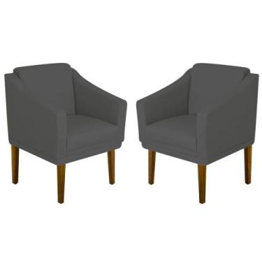 Imagem de Kit 02 Poltrona Decorativa Gran Diego - Dritex, Sintetico Cinza