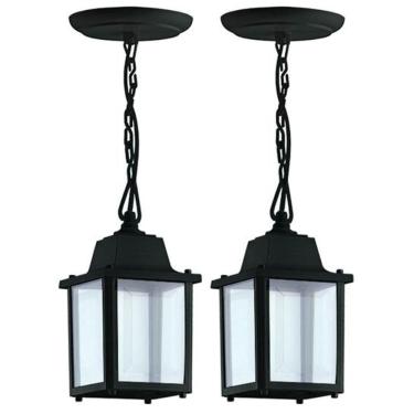 Imagem de 2 Pendentes Luminárias de Teto Colonial Vintage Preto E27 Interno Externo 110v 220v Dital