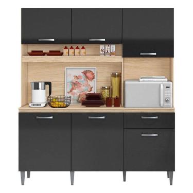 Imagem de Kit Cozinha Compacta Siena 2000446 Avena Grafite - Aramóveis 