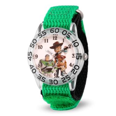 Imagem de Disney Relógio analógico de quartzo para meninos Toy Story 4 com pulseira de nylon, verde, 20 (modelo: WDS000706)