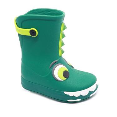 Imagem de Galocha Infantil Masculina e Feminina Plugt Verde com Jacaré, Macia e 