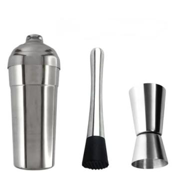 Imagem de Conjunto de Coqueteleira de AlumíNio com PilãO e Copo Medidor Duplo