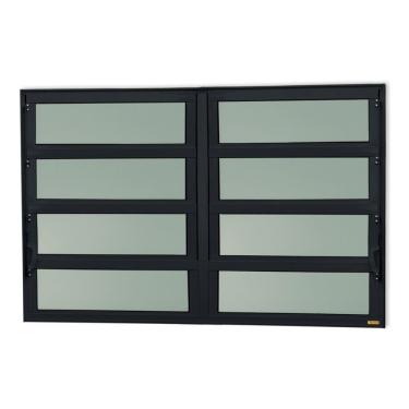 Imagem de Janela De Aluminio Basculante 2 Seções Elite Vidro Boreal 80cm X 240cm Brimak Preto