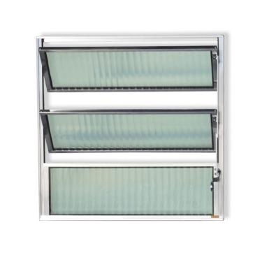 Imagem de Janela De Aluminio Basculante 2 Seções Plus Vidro Boreal 80cm X 200cm Brimak Branco