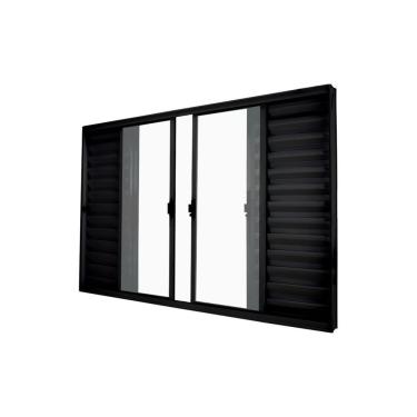 Imagem de Janela Veneziana Abertura Central Exclusiva 6 Folhas Vidro Liso 100x120cm Crv Portas E Janelas