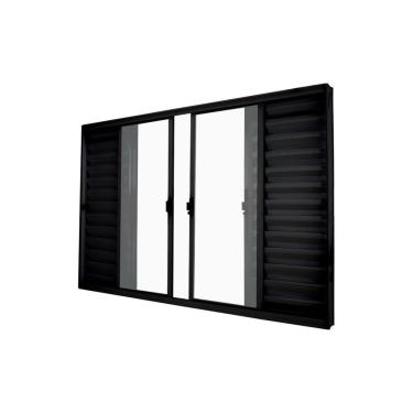 Imagem de Janela Veneziana Abertura Central Exclusiva 6 Folhas Vidro Liso 100x150cm Crv Portas E Janelas