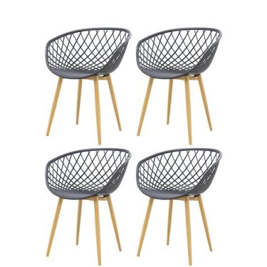 Imagem de Kit 4 Cadeiras Clarice Rivatti Polipropileno Preto Base Metal