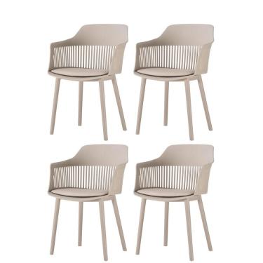 Imagem de Kit 4 Cadeiras Marcela Rivatti Almofada Em Pu Polipropileno Nude