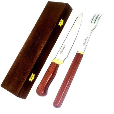 Imagem de Kit Churrasco Zakharov Chef Garfo Polida 8'' Cabo Madeira
