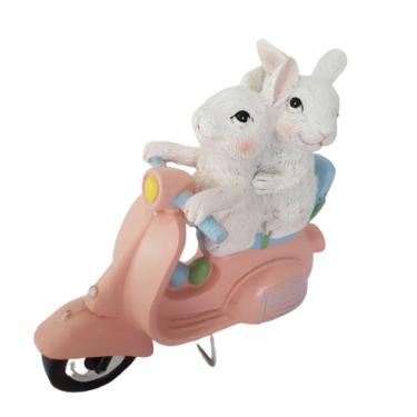 Imagem de Coelhos Irmãos Em Moto Em Resina 15cm