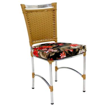 Imagem de Cadeira Em Alumínio E Fibra Sintética Jk Cozinha Edícula Avelã E Maui Preto