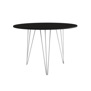 Imagem de Mesa De Jantar Redonda 90Cm Preta Clips 3 Pés Ferro Branco Cor: Preto