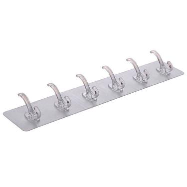 Imagem de Cabideiro Multiuso Porta Chaves 6 Ganchos Sem Furos