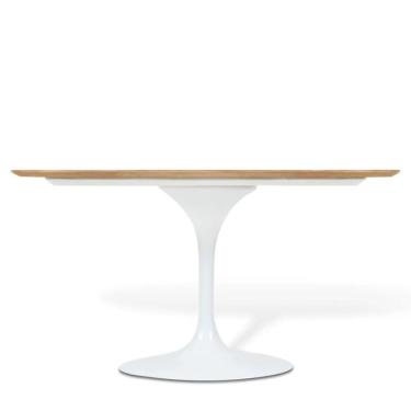 Imagem de Mesa De Jantar Tulipa Saarinen Oval 244x137 Cm Tampo Imbuia Base Branca