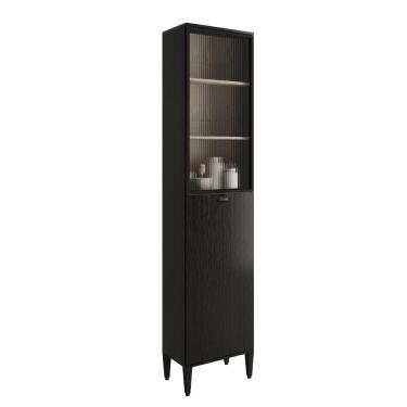 Imagem de Paneleiro 1 Porta + 1 Porta De Vidro 5 Prateleiras Lótus Carraro Preto