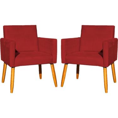 Imagem de Kit 2 Poltronas Decorativa Para Sala Nina Suede Cores Pé Palito 30cm Castanho - Suede