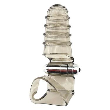 Imagem de Dedeira Texturizada Com Vibração Transparente Kitty Lovetoys Fumê