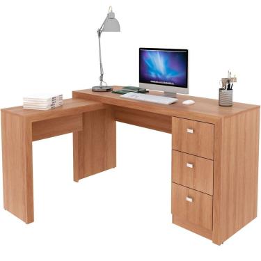 Imagem de Mesa de Canto para Escritório em L Angular com 3 Gavetas