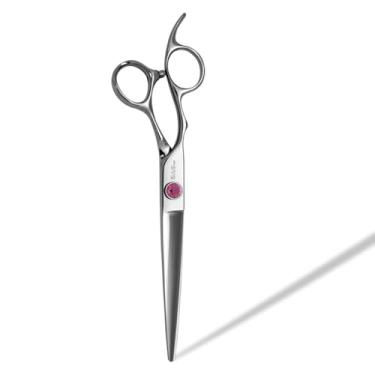 Imagem de SnipStar 7,5 polegadas profissional de animais de estimação reta corte tesouras mão esquerda VG10 aço para o cuidado do cão, rosa